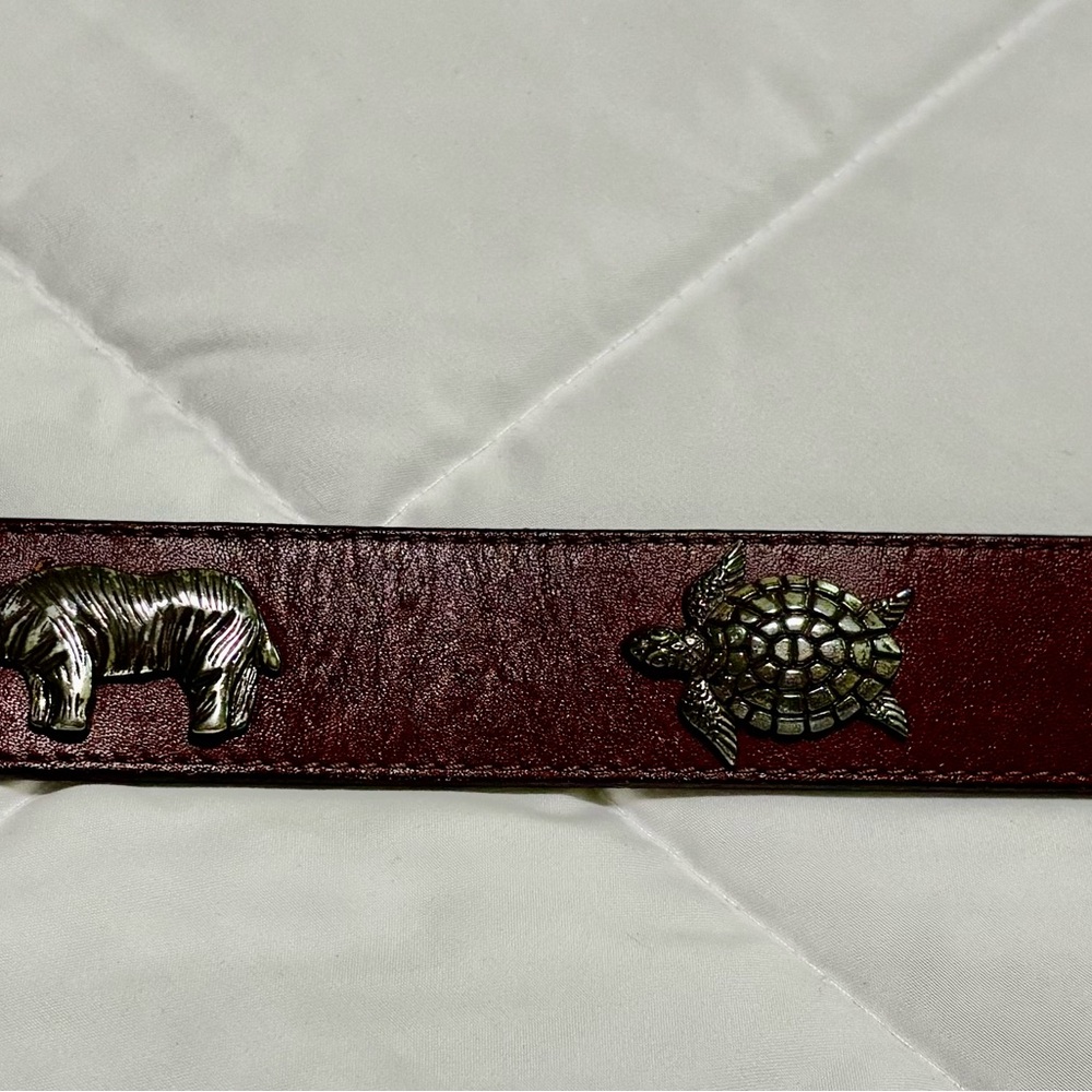 vintage Leather Belt with Silver Animal Studs